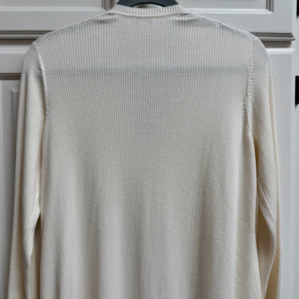 J. Jill Cotton & Silk Ivory Ribbed Cardigan Longline Size Medium Petite - Picture 5 of 10